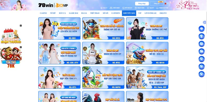 Nhiều ưu đãi hấp dẫn tại 78win